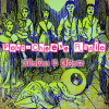 Artwork for Post-Cheese Radio 32 depicts a crowd of people encircling a woman on the floor whose head is a giant eyeball. Green tint. Text reads "Post-Cheese Radio" with "gloom & doom" beneath.